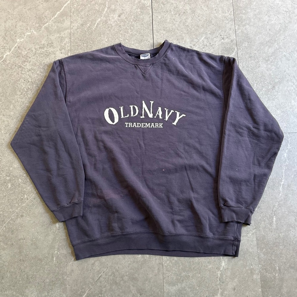 Vintage Old Navy Trademark Crewneck Sweatshirt XL Purple Fade Distressed Y2K